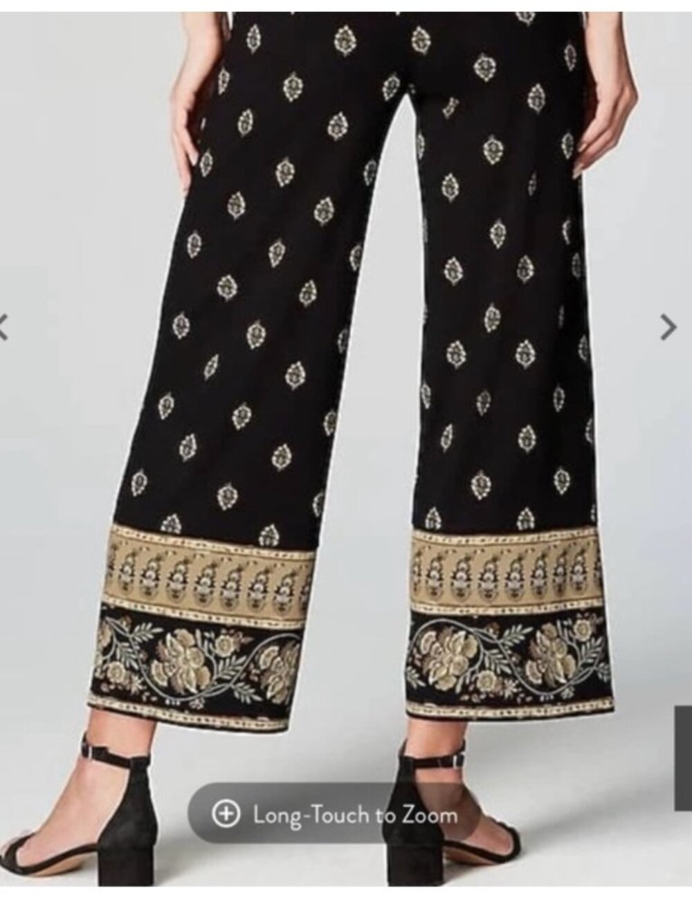 NWT J Jill Size L Large Wearever Full Leg Cropped Black Pattern Pants
